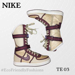 Nike Vandal Venti Women's Beige & Maroon Lace Up High Sneakers 316939-221 Sz 7
